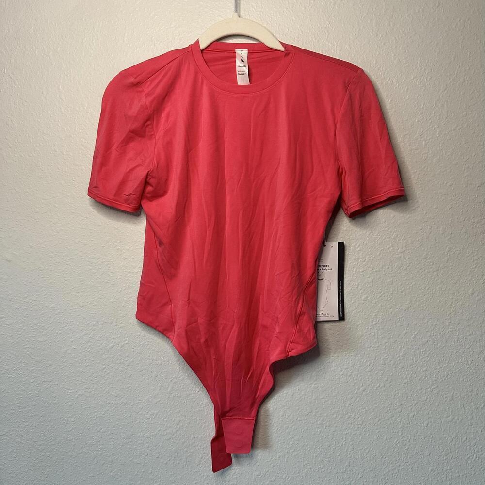 NWT Lululemon Ultra-Soft Nulu Short-Sleeve Crew Thong Bodysuit Glaze Pink Size M - Picture 3 of 8
